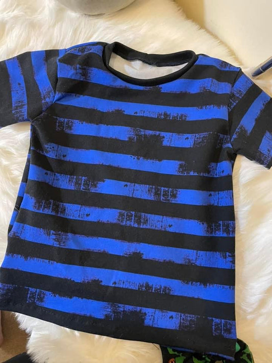 Blue grunge stripe tee 3-4y